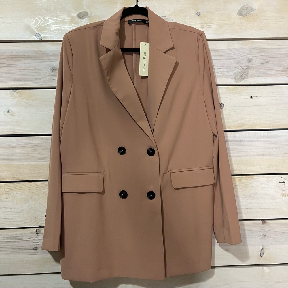 Doe & Rae Double-Breasted Blazer in Dusty Rose